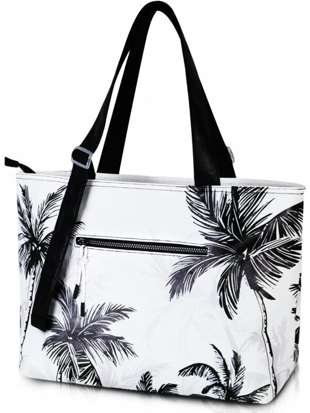 Women's White Black Pool Bags with Wet Compartment Lightweight Tote for Work
